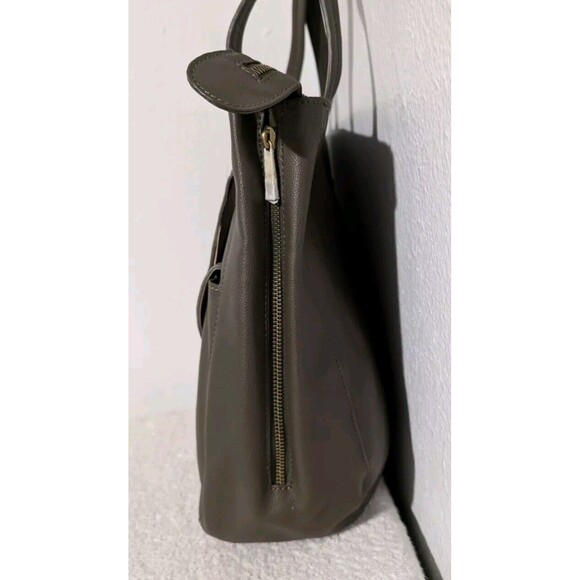 Anthropologie Viola Convertible Tote & Clutch Bag Olive Green NWT Pebble Leather - Picture 10 of 12